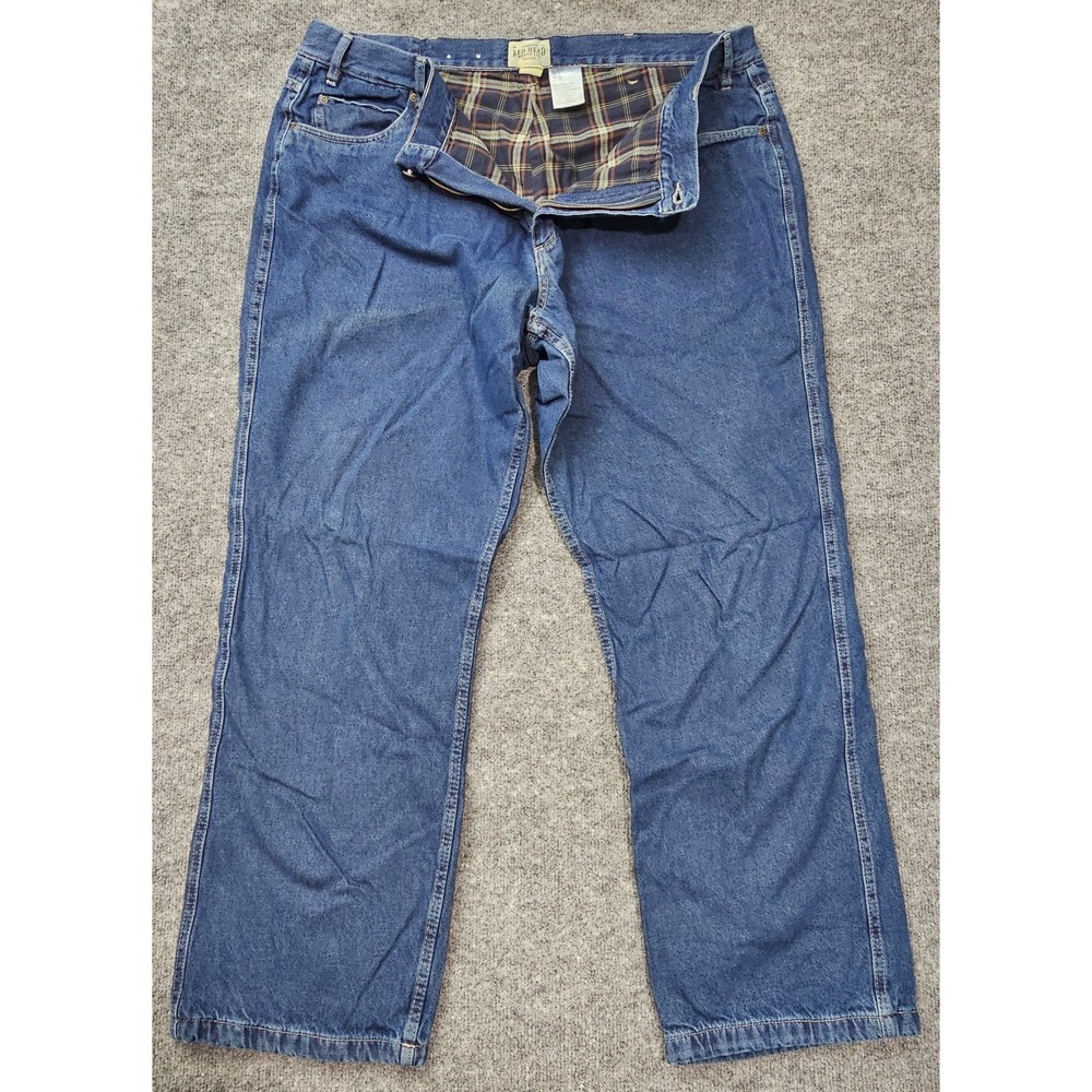 Red Head Flannel Lined Jeans Mens 41x32 (Tag 44x34) Blue Pants Workwear Straight